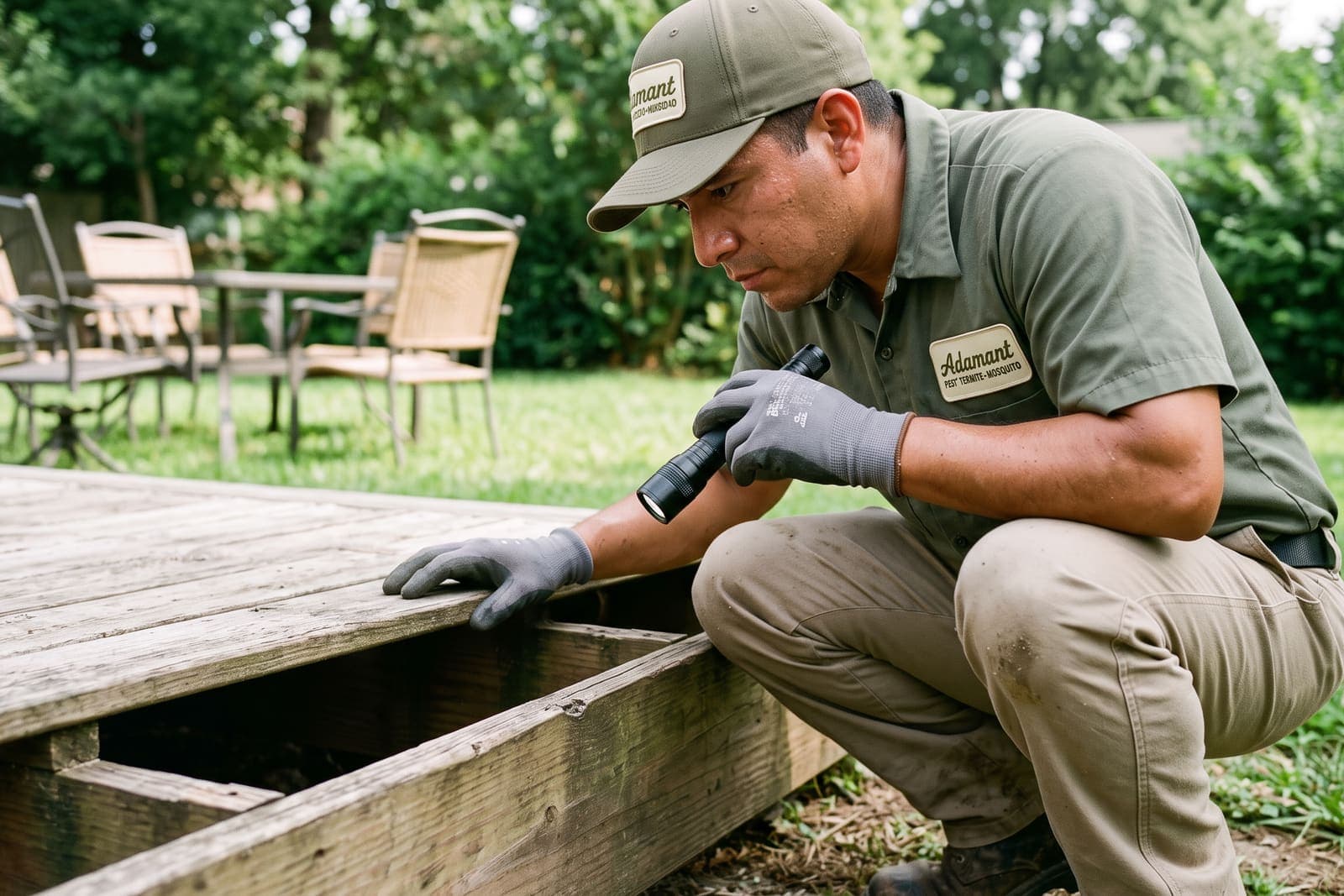 Adamant technician treating a home
